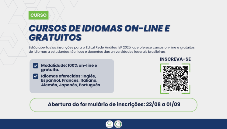 Abertura do Edital Rede Andifes IsF 2025 – Cursos de Idiomas On-line e Gratuitos