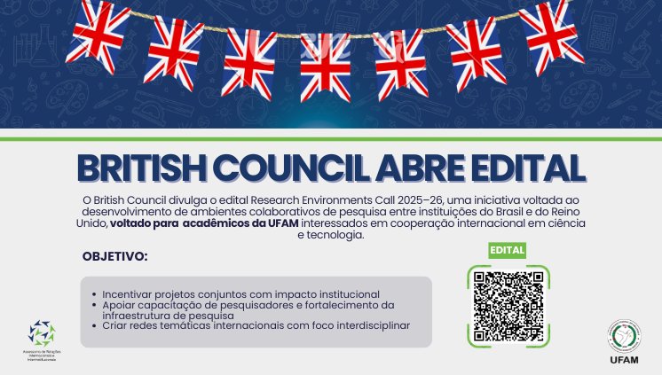 British Council abre edital para cooperação acadêmica | Oportunidade para pesquisadores da UFAM